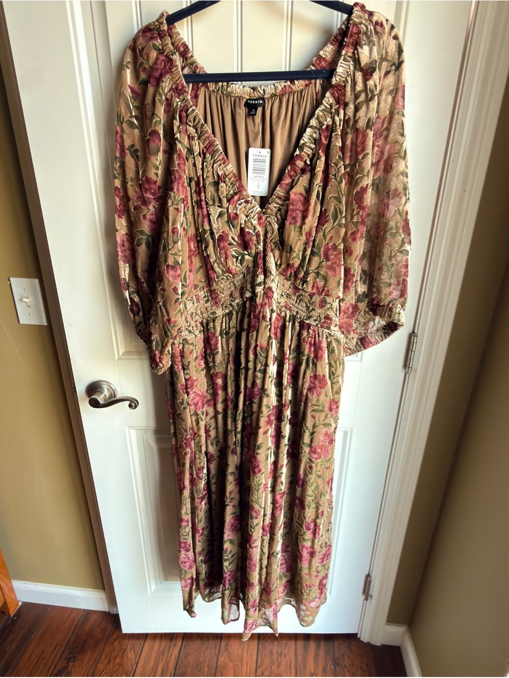 torrid Floral Maxi Dress in Beige and Rose